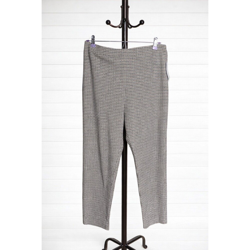 Karen Kane Piper Pants Ankle Length Checkered Black, Brown & Beige USA Made L